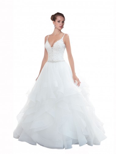 Tulle Ball Gown Chapel Train Sleeveless Beach Wedding Dress Barrie