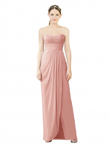 Soft Chiffon A-Line Long Sleeveless Bliss Pink Bridesmaid Dresses Barrie