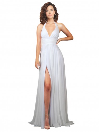 Soft Chiffon A-Line Sweep Train Sleeveless Low Back Beach Wedding Dress Barrie