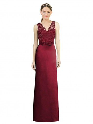 Satin & Lace A-Line Long Sleeveless Bridesmaid Dress Barrie