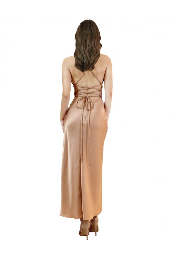 Silk like Satin Sheath Midi Length Sleeveless Low Back Formal Evening Gown / Prom Dress / Bridesmaid Dress Barrie