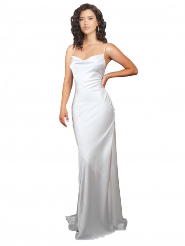 Silk like Satin Sheath Sweep Train Sleeveless Criss Cross Open Back Beach Wedding Dresses Barrie