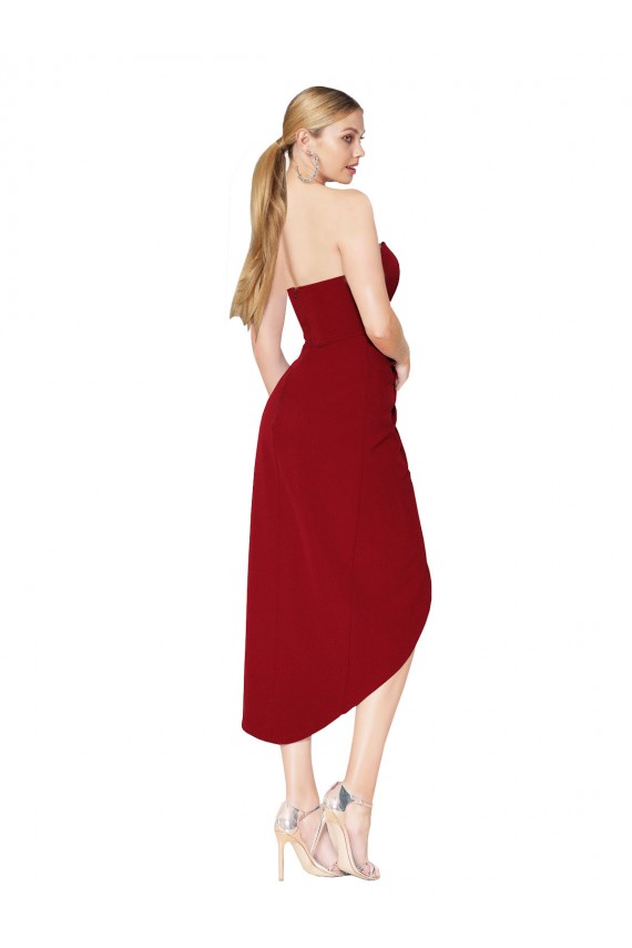 Stretch Crepe Mermaid Knee Length Sleeveless Burgundy Prom Dresses Barrie